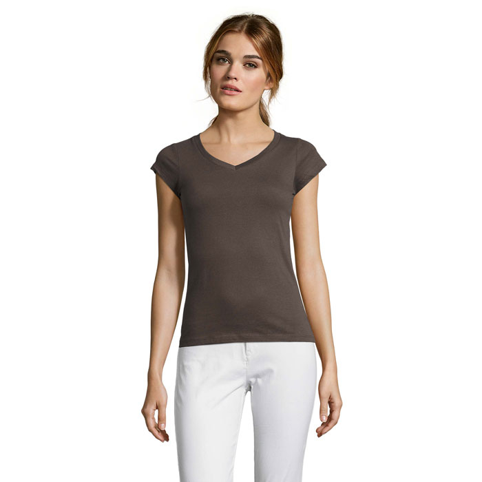 T-shirt personnalisable femme col V 150g Moon Gris foncé